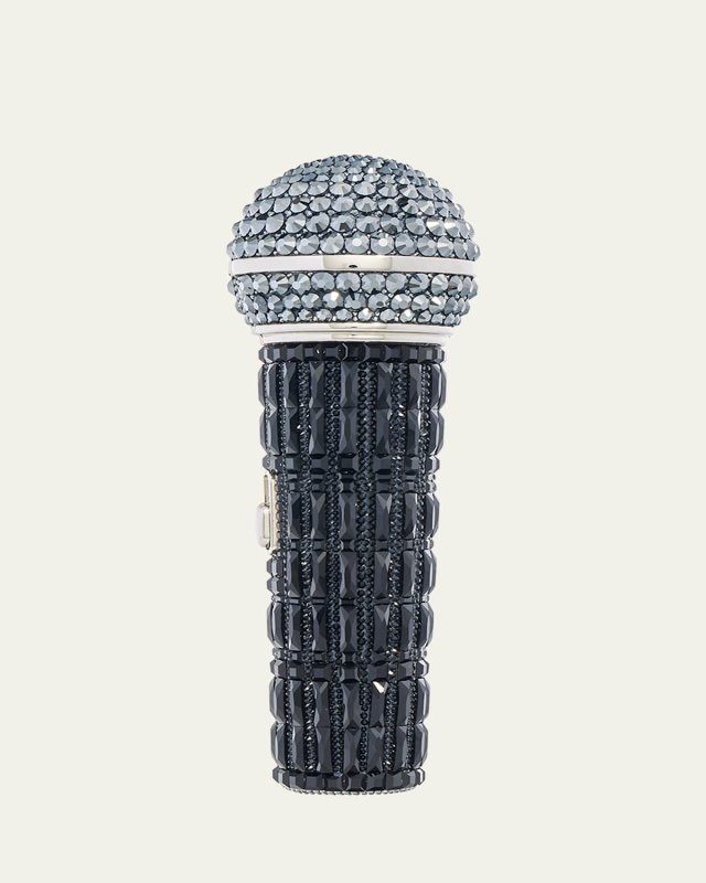 Microphone Crystal Clutch Bag with Chain Strap